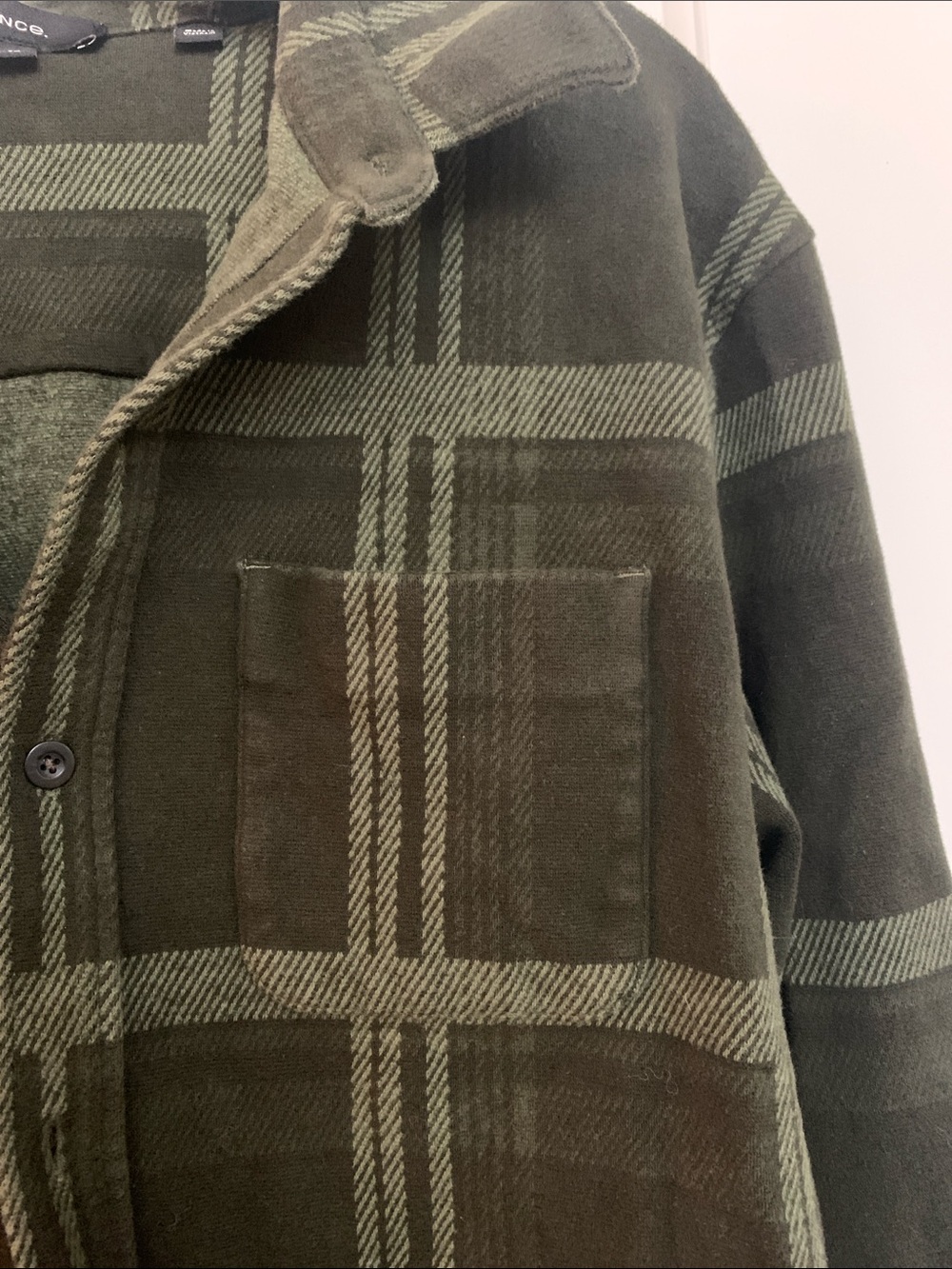 Vince Plaid Cotton-Blend Shirt Jacket in Dark Leaf Combo Size XL - Picture 4 of 7